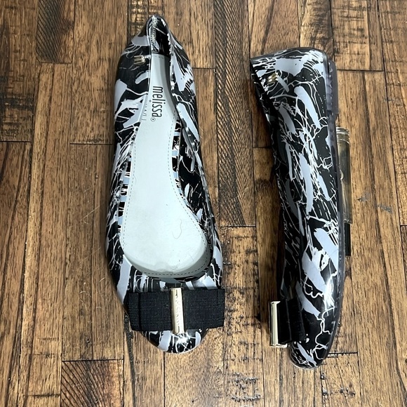 Melissa X Jason Wu Flats Ballet Shoes Grey and black jelly Bow Details Size 7 - Picture 1 of 12